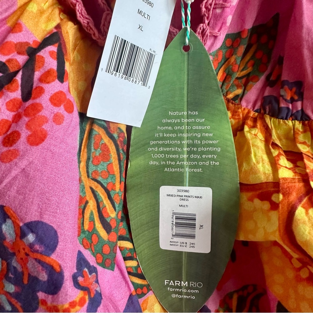 FARM Rio Pink & Orange Tropical Tiered Maxi Dress - Picture 10 of 12